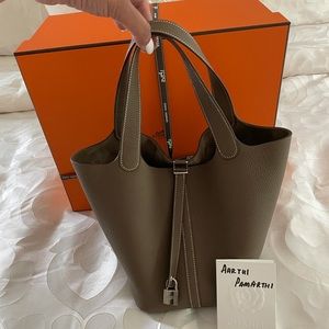 SOLD Hermes Picotin 22 In Etoupe with PHW